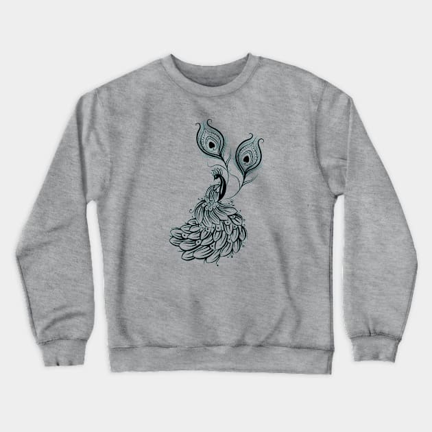 Black peacock Crewneck Sweatshirt by  Suchalee